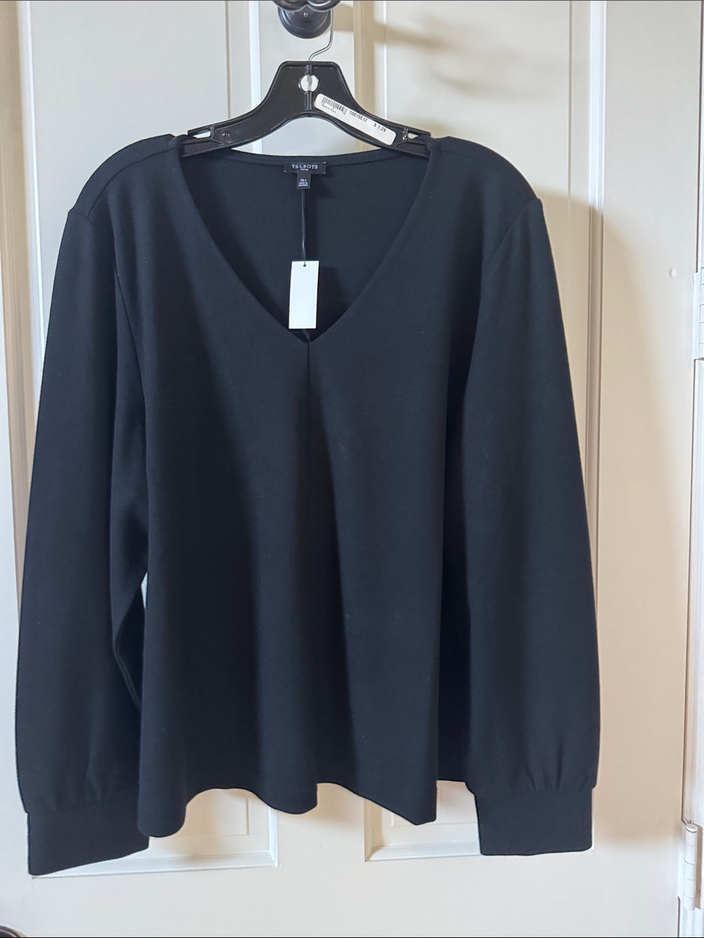 Talbots Black V-Neck Pullover double knit top